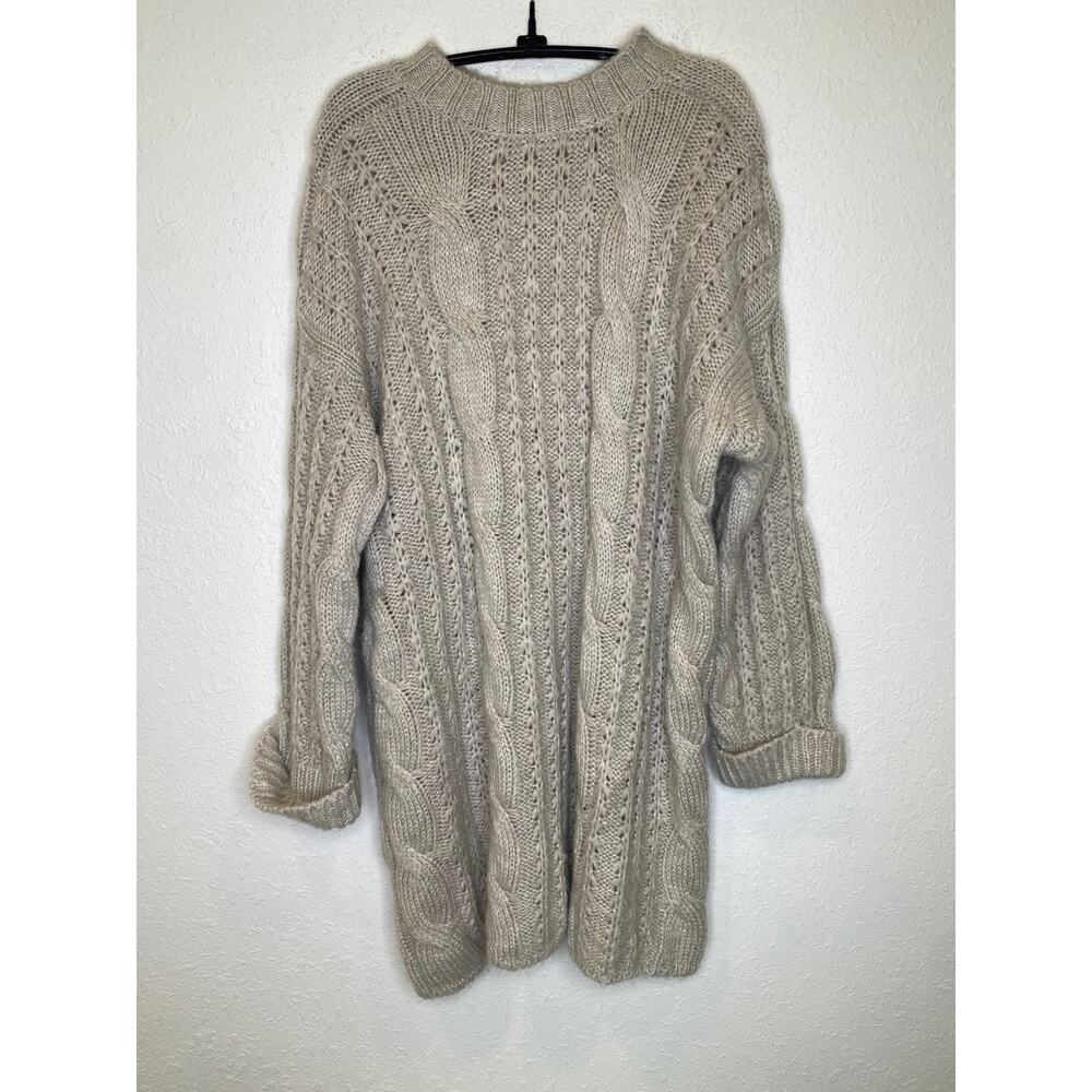 Pinch Chunky Cable Knit Women’s Pullover Sweater Gray/Beige/Neutral EUC Sz M/L